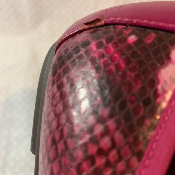 Vionic Women's 7.5 Faux Snake Skin Bow Ballet Flats Slip On Shoes Casual Fuchsia - Picture 7 of 7